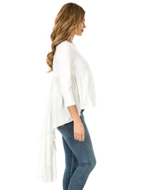 WOMEN'S 3/4 SLEEVE SOLID BACK DETAILED TOP