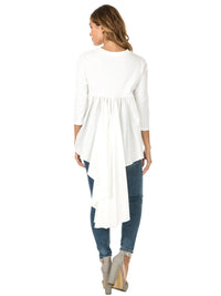 WOMEN'S 3/4 SLEEVE SOLID BACK DETAILED TOP