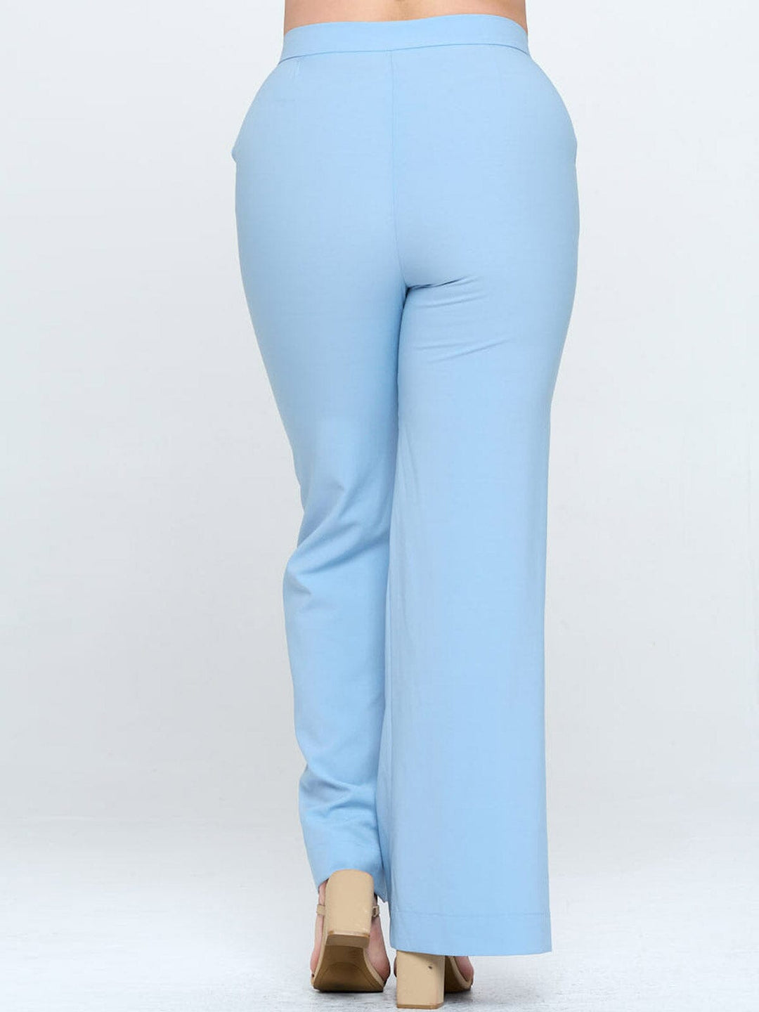 PLUS SIZE BUTTON CLOSURE POCKETS WIDE LEG PANTS