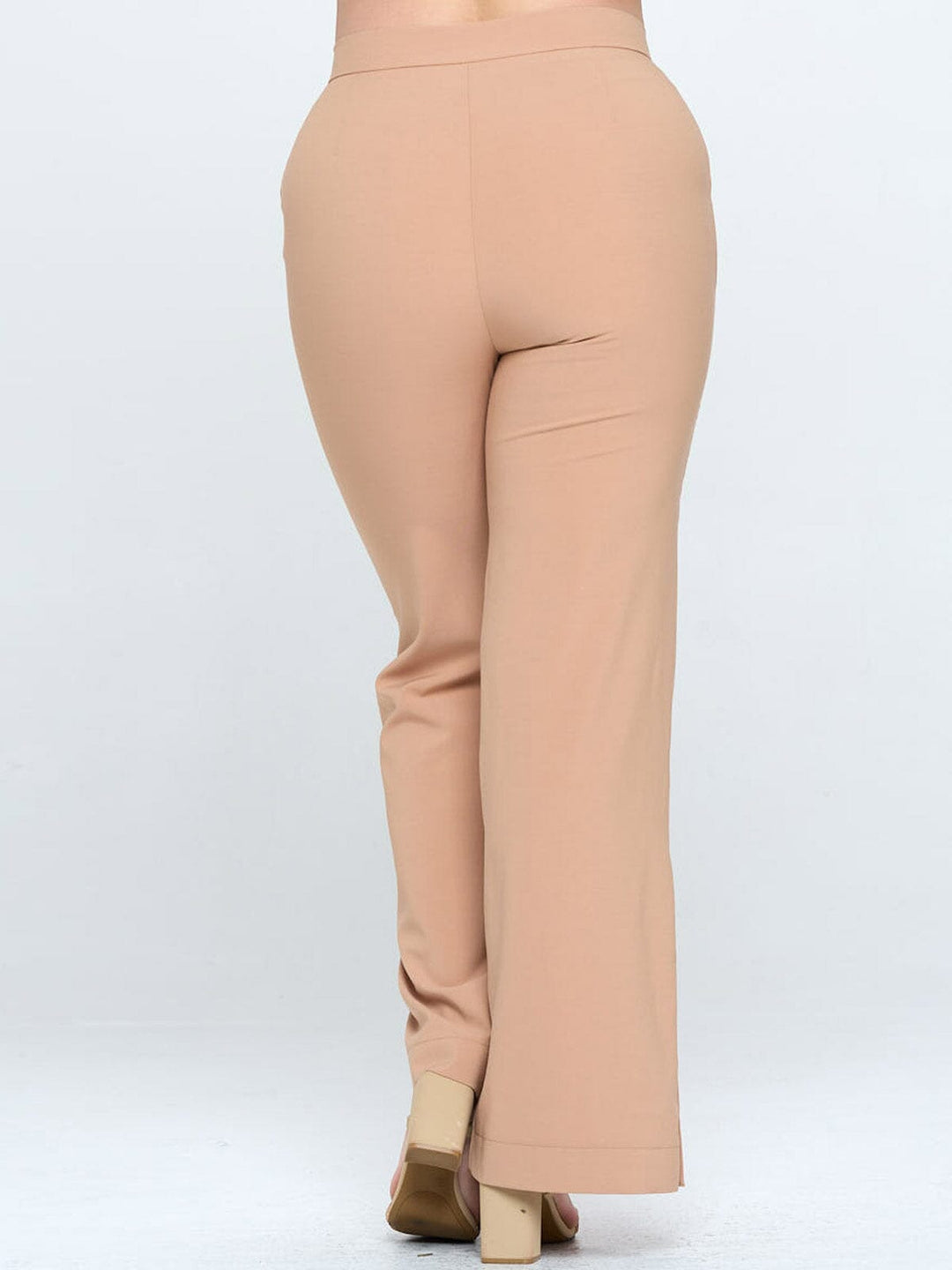 PLUS SIZE BUTTON CLOSURE POCKETS WIDE LEG PANTS