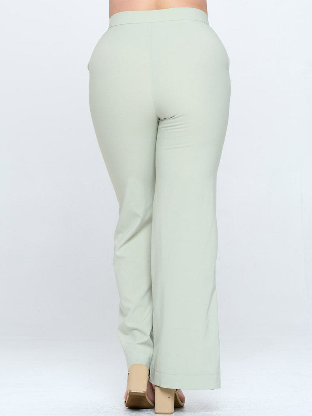 PLUS SIZE BUTTON CLOSURE POCKETS WIDE LEG PANTS