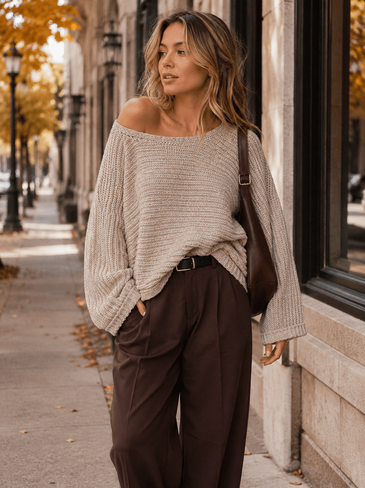 WOMEN'S LONG SLEEVE MULTI RIBBED PULLOVER SWEATER