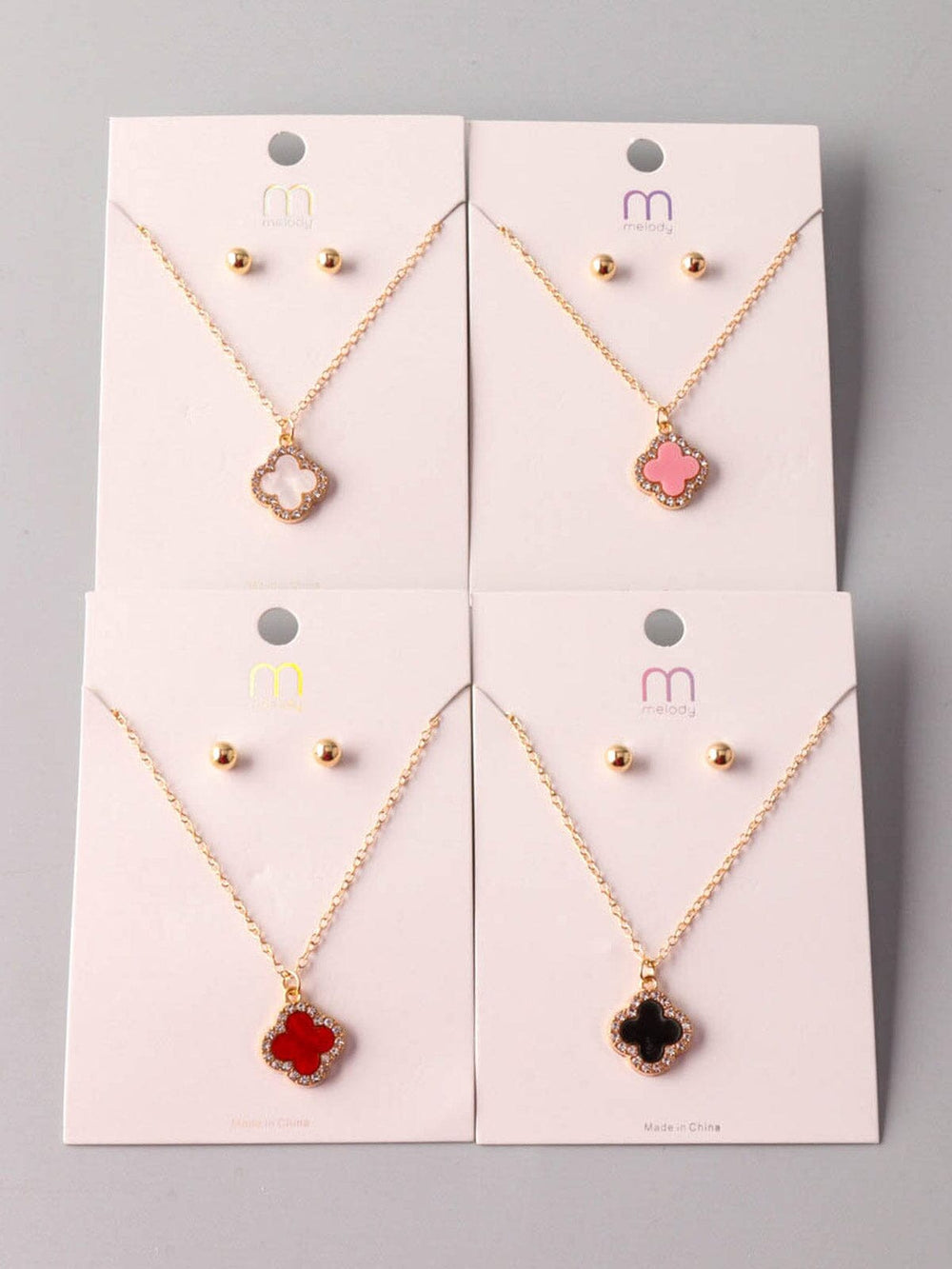 FASHION ASSORTED COLORS EARRINGS & NECKLACE SET