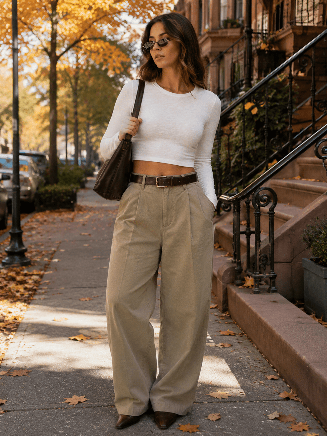 ENTRO WOMEN'S LONG SLEEVE BASIC CROP TOP