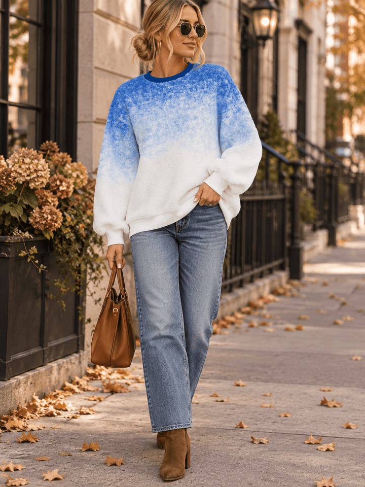 WOMEN'S LONG SLEEVE COLORBLOCK PULLOVER SWEATER
