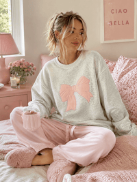 WOMEN'S LONG SLEEVE BOW DETAILED PULLOVER SWEATER