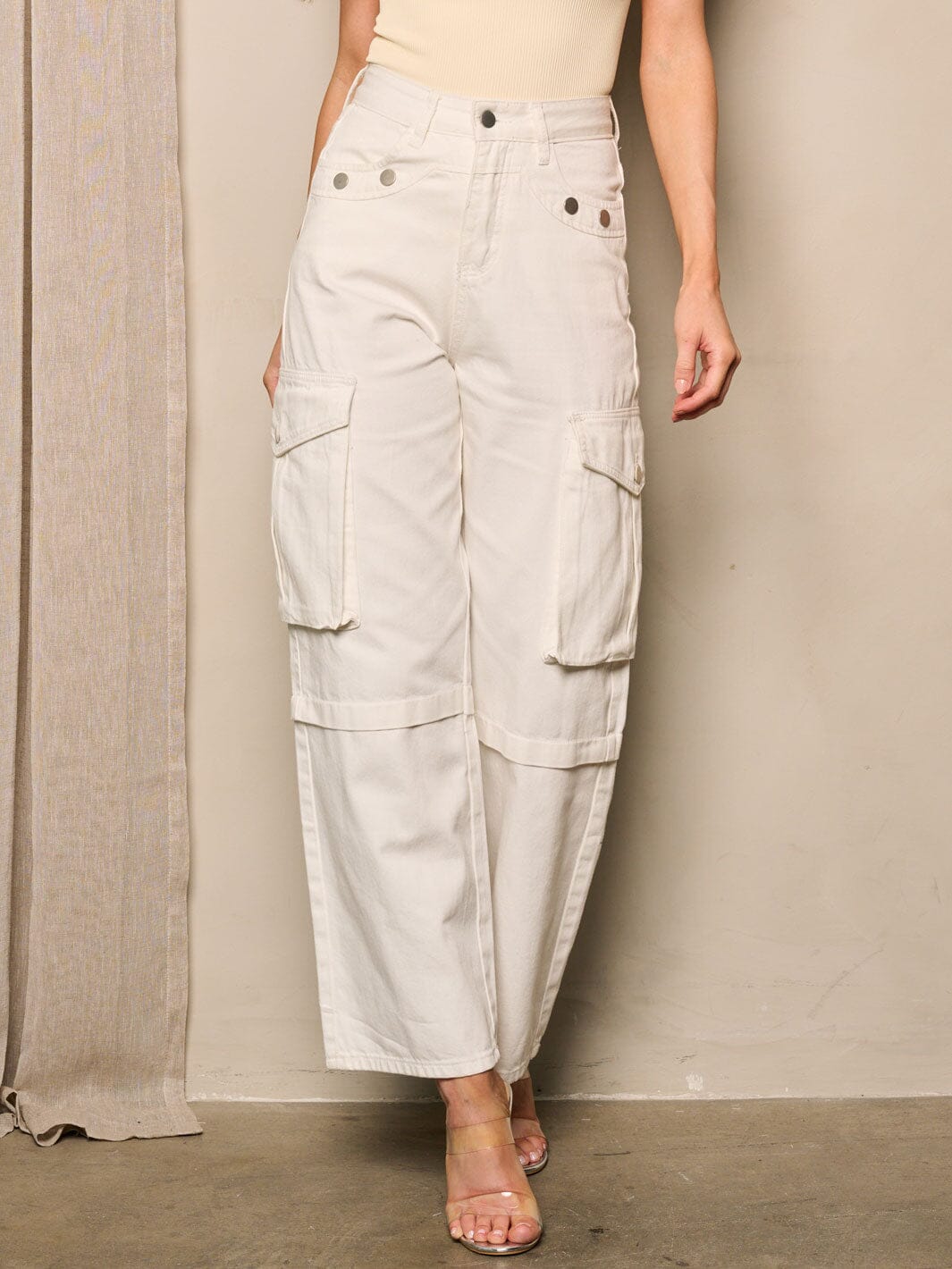 WOMEN'S HIGH WAIST WIDE LEG CARGO PANTS