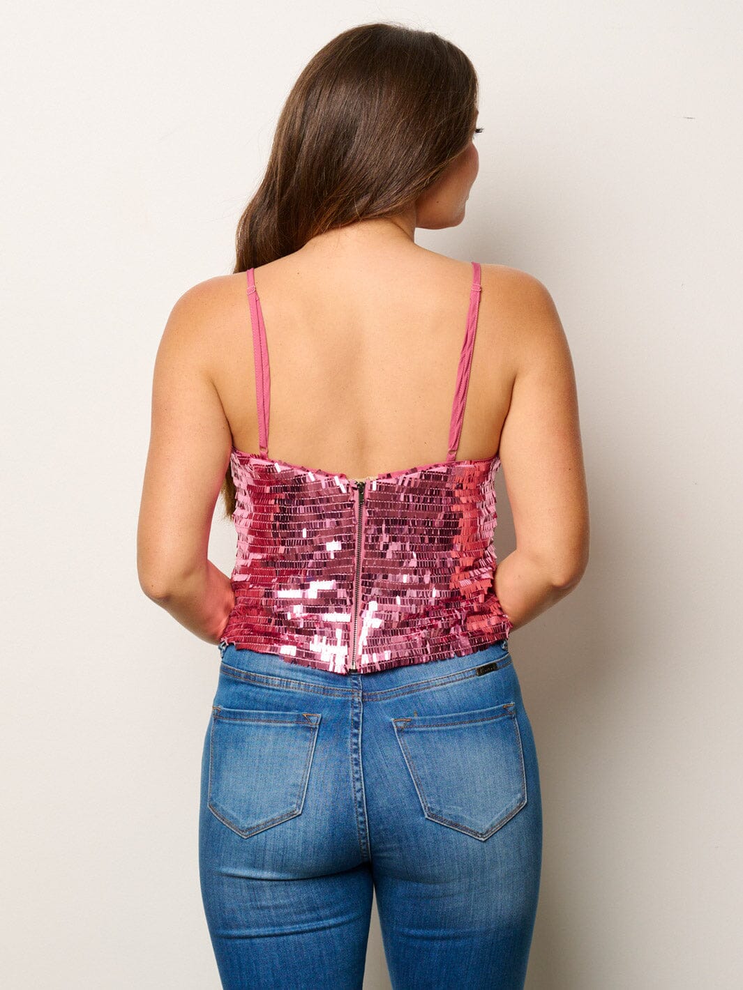 WOMEN'S SLEEVELESS V-NECK SEQUINS TANK TOP