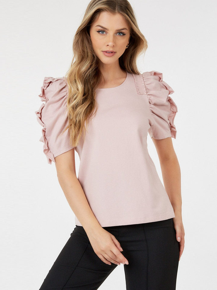 WOMEN'S SHORT PUFF SLEEVE DETAILED BLOUSE