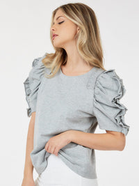 WOMEN'S SHORT PUFF SLEEVE DETAILED BLOUSE