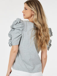 WOMEN'S SHORT PUFF SLEEVE DETAILED BLOUSE