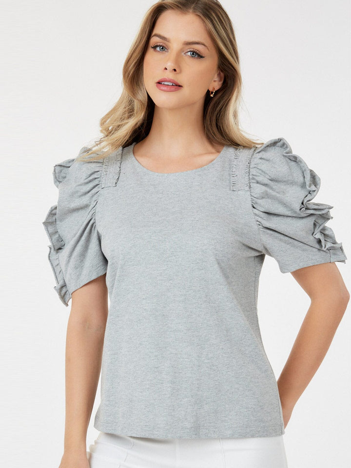 WOMEN'S SHORT PUFF SLEEVE DETAILED BLOUSE