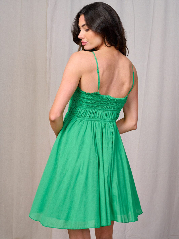 WOMEN'S SLEEVELESS SMOCK BUTTONS DETAILED FIT & FLARE MINI DRESS