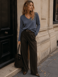 WOMEN'S LONG SLEEVE V-NECK PULLOVER SWEATER
