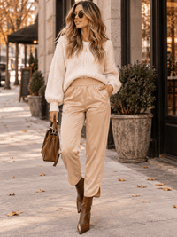 WOMEN'S ELASTIC WAIST FRONT POCKETS SKINNY LEG PANTS