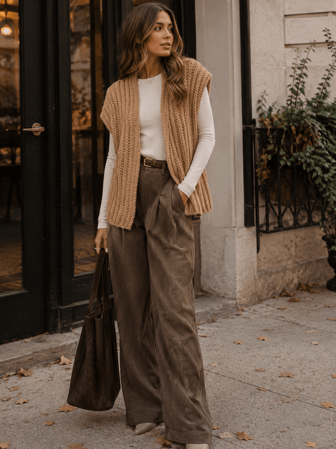 WOMEN'S SLEEVELESS OPEN FRONT HOODED RIBBED CARDIGAN