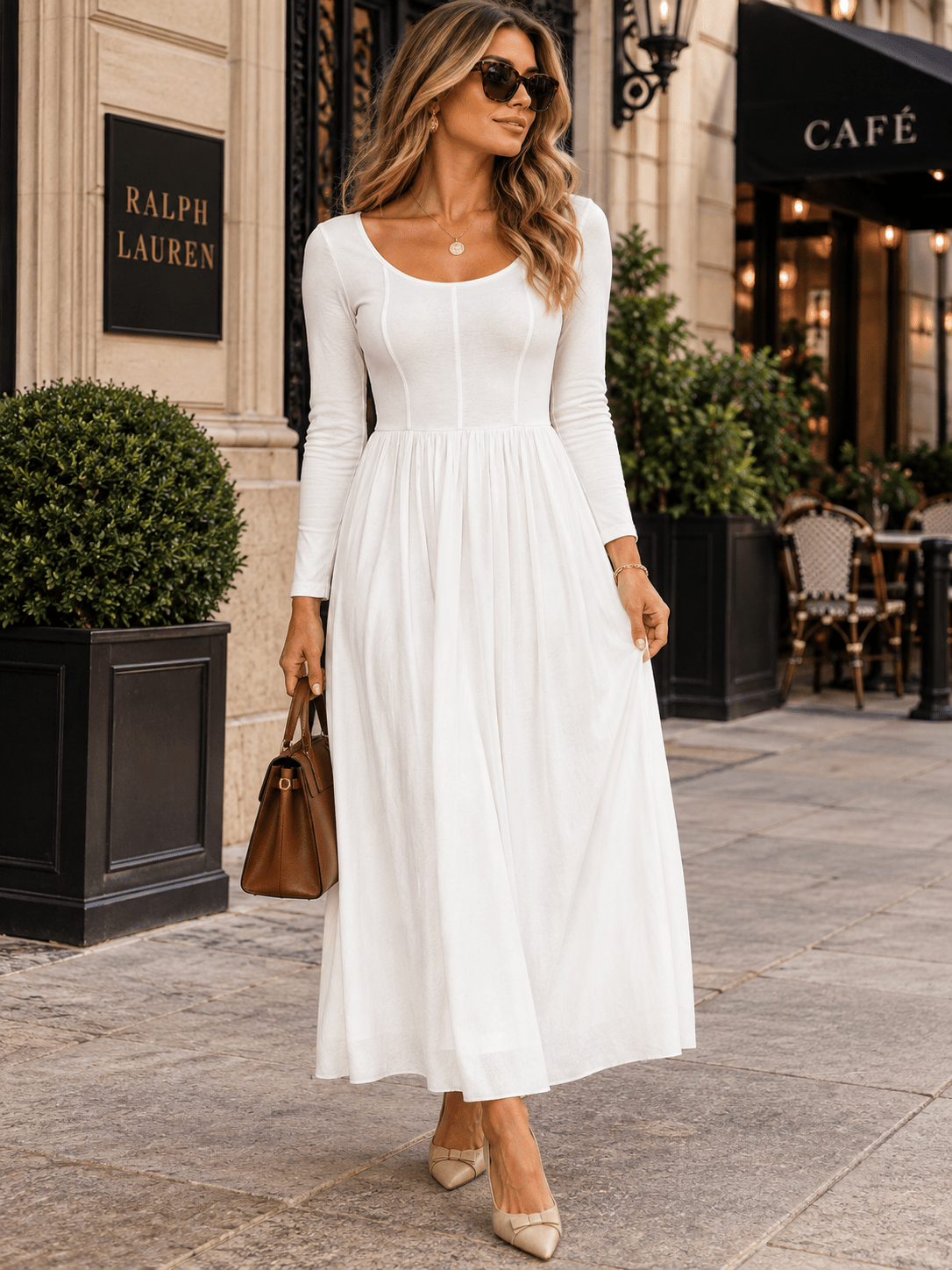 WOMEN'S LONG SLEEVE CONTRAST MAXI DRESS
