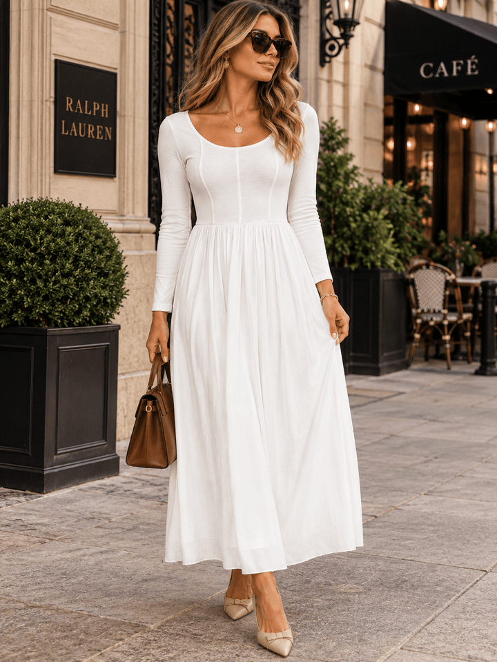 WOMEN'S LONG SLEEVE CONTRAST MAXI DRESS