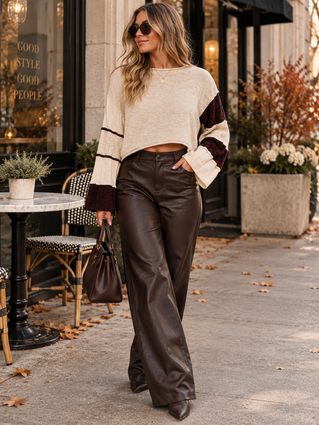 WOMEN'S LONG SLEEVE KNIT COLORBLOCK TOP