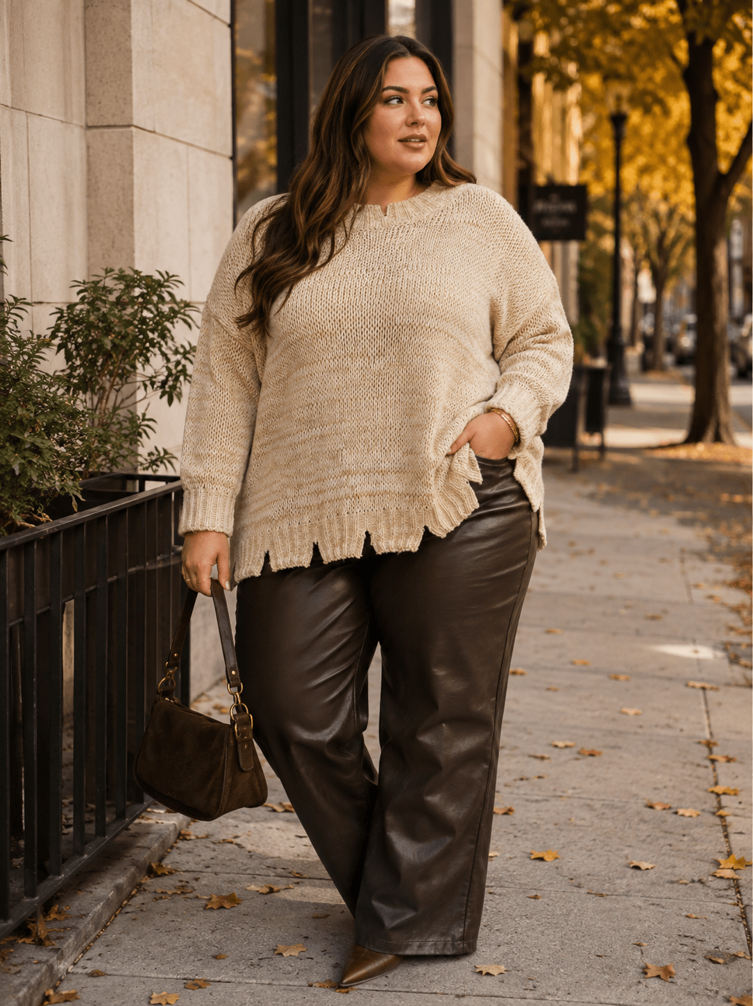 PLUS SIZE LONG SLEEVE DISTRESS PULLOVER KNIT SWEATER