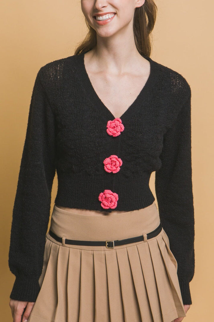 WOMEN'S LONG SLEEVE BUTTON UP KNIT SWEATER