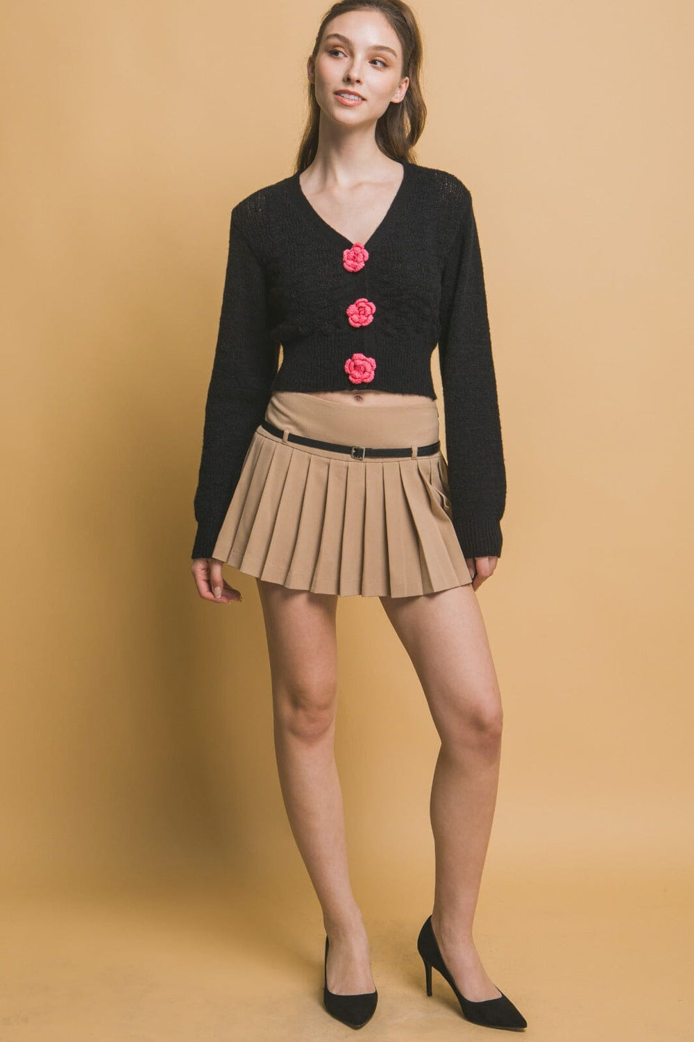 WOMEN'S LONG SLEEVE BUTTON UP KNIT SWEATER