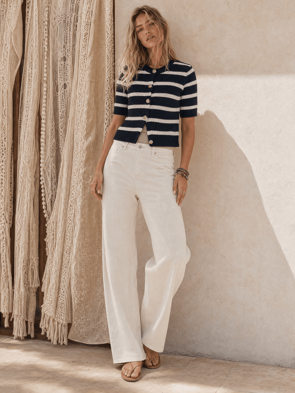 WOMEN'S SHORT SLEEVE BUTTON UP COLORBLOCK KNIT TOP