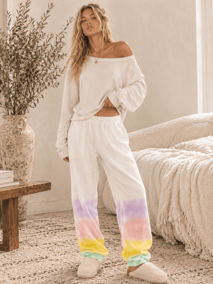 WOMEN'S ELASTIC WAIST FRONT POCKETS TIE DYE JOGGER PANTS