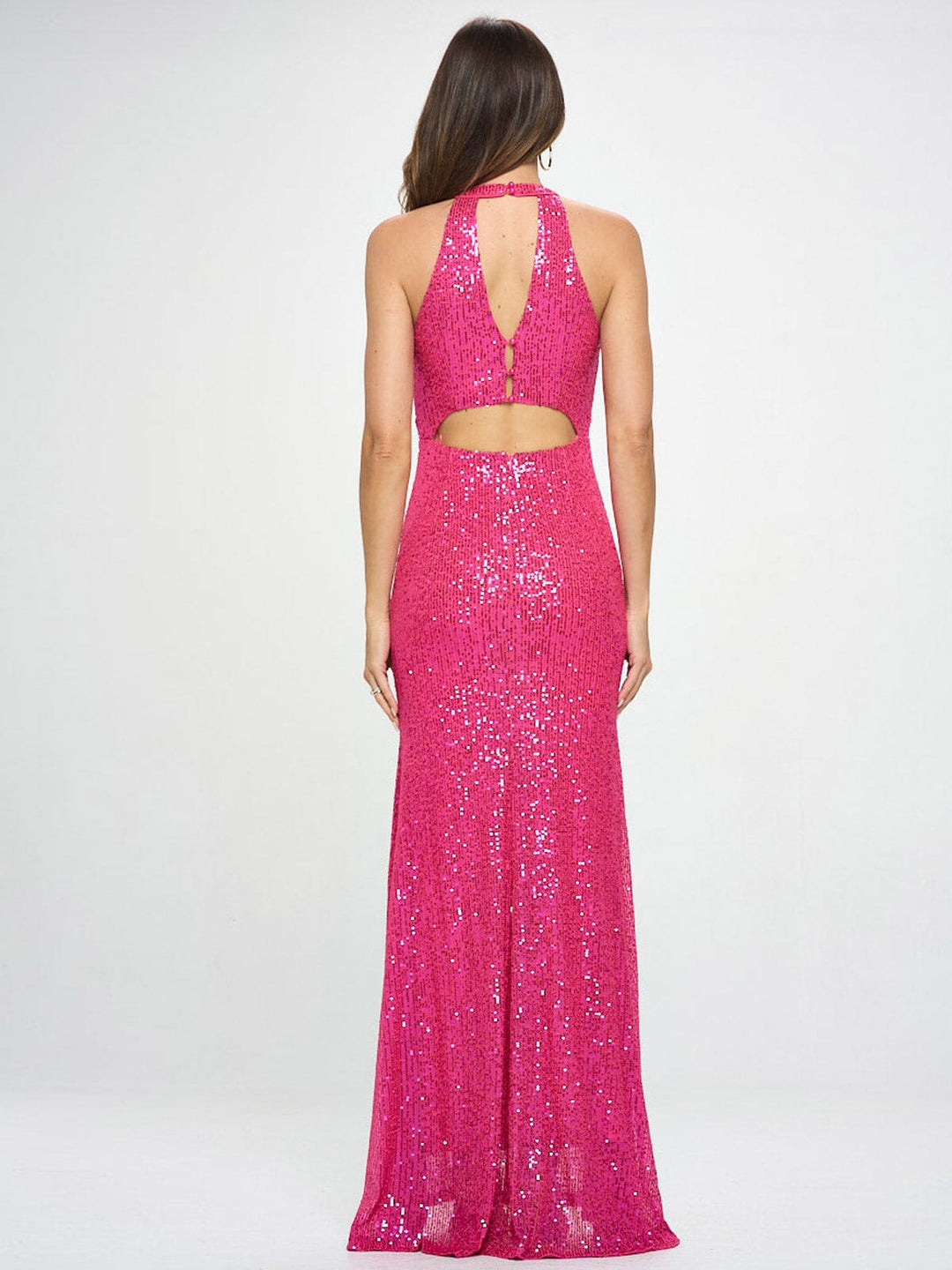 WOMEN'S SLEEVELESS HALTER NECK CUT OUT BODYCON MAXI DRESS