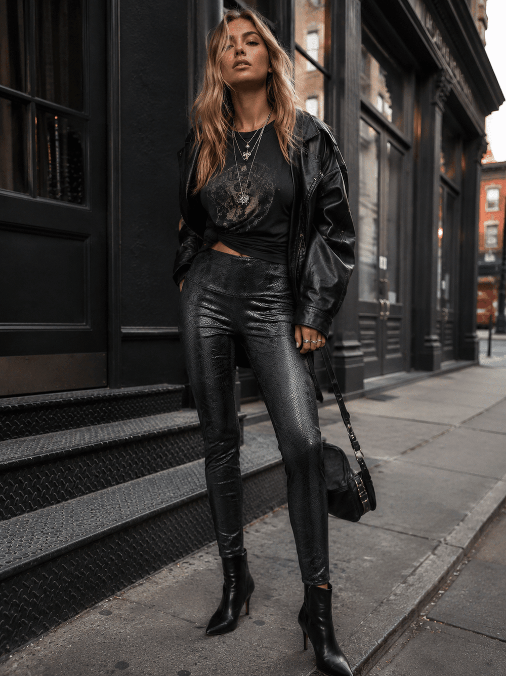 WOMEN'S ELASTIC WAIST ANIMAL PRINT SKINNY LEG LEGGINGS