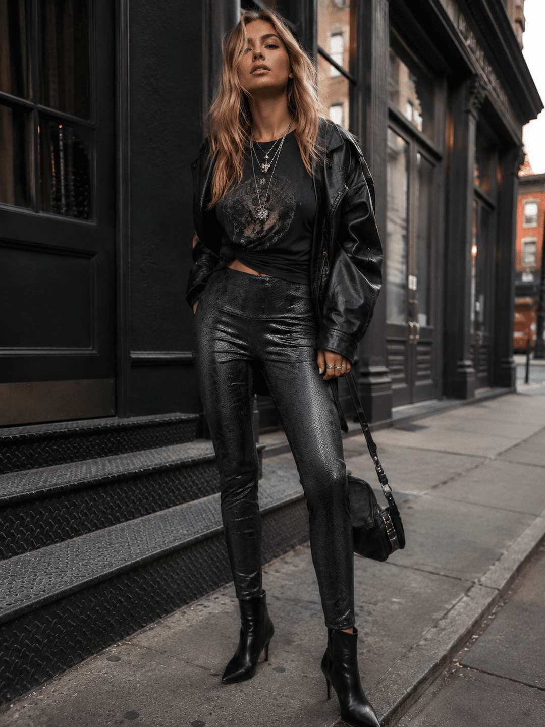 WOMEN'S ELASTIC WAIST ANIMAL PRINT SKINNY LEG LEGGINGS