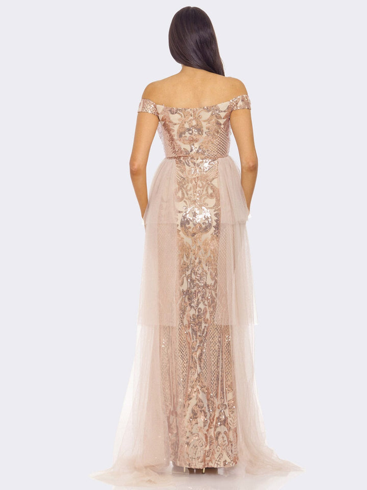 WOMEN'S SLEEVELESS OFF SHOULDER SEQUINS MAXI DRESS