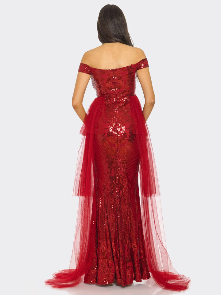 WOMEN'S SLEEVELESS OFF SHOULDER SEQUINS MAXI DRESS