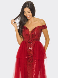 WOMEN'S SLEEVELESS OFF SHOULDER SEQUINS MAXI DRESS