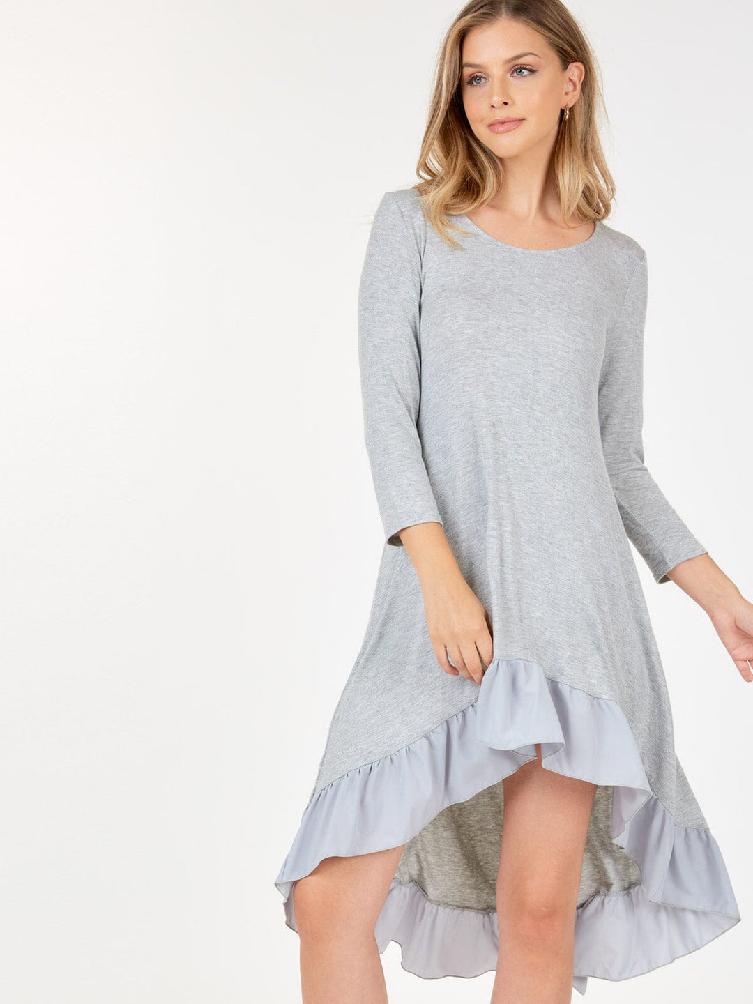 midi dress with ruffle bottom Green / XL Everything about this midi is absolutely stunning Textured Ruffle Trim V Midi