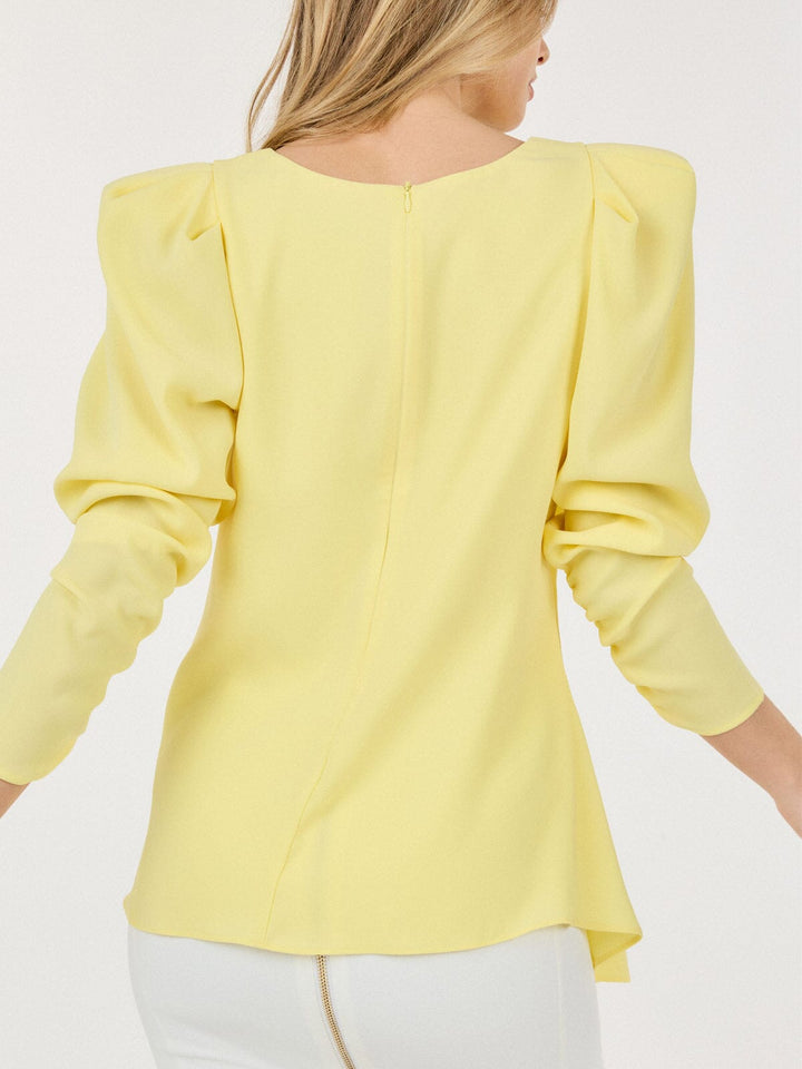 WOMEN'S 3/4 PUFF SLEEVE FRONT DETAILED BLOUSE