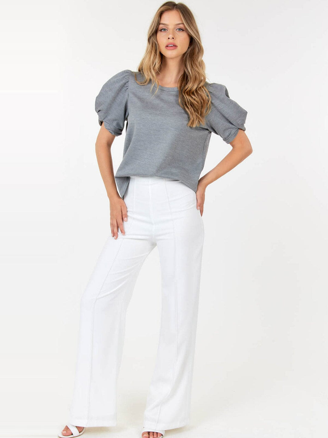 WOMEN'S SHORT PUFF SLEEVE BLOUSE