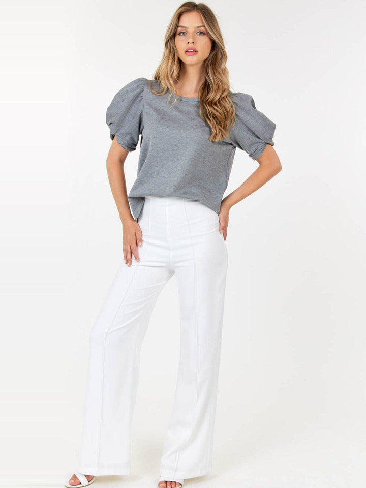 WOMEN'S SHORT PUFF SLEEVE BLOUSE