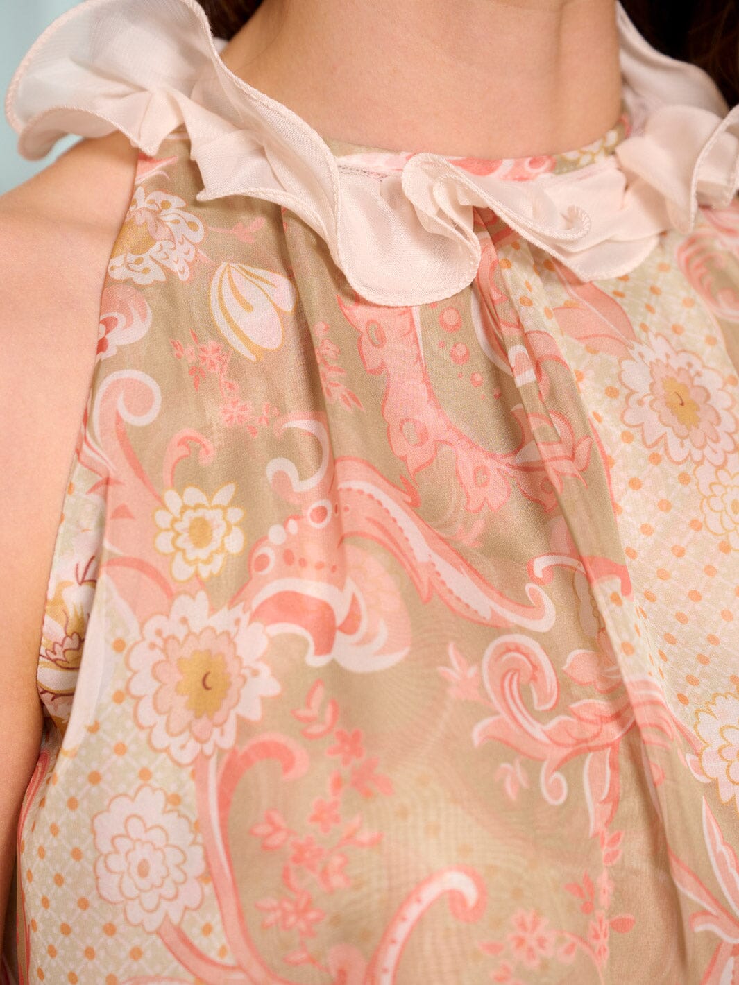 WOMEN'S SLEEVELESS HALTER NECK PRINTED BLOUSE TOP