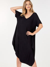 WOMEN'S SHORT SLEEVE V-NECK LOOSE FIT JUMPSUIT