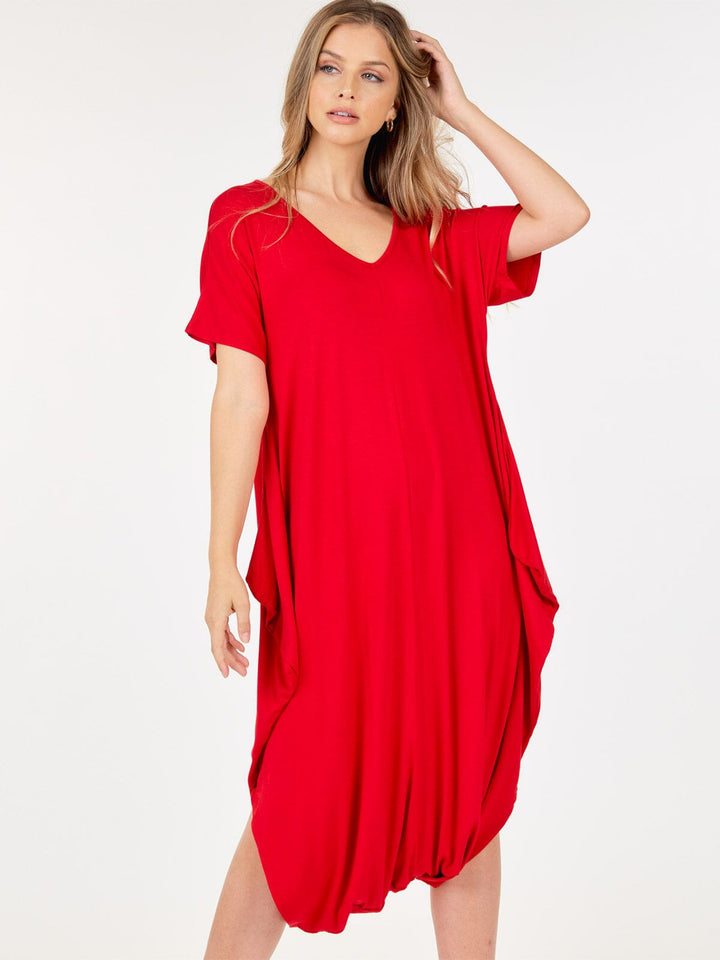 WOMEN'S SHORT SLEEVE V-NECK LOOSE FIT JUMPSUIT