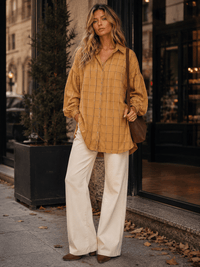 WOMEN'S LONG SLEEVE BUTTON UP FRONT POCKETS TOP/MINI DRESS