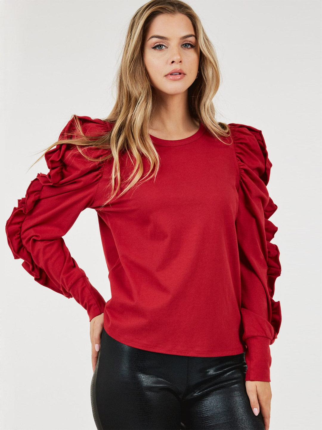 WOMEN'S LONG PUFF SLEEVE DETAILED BLOUSE