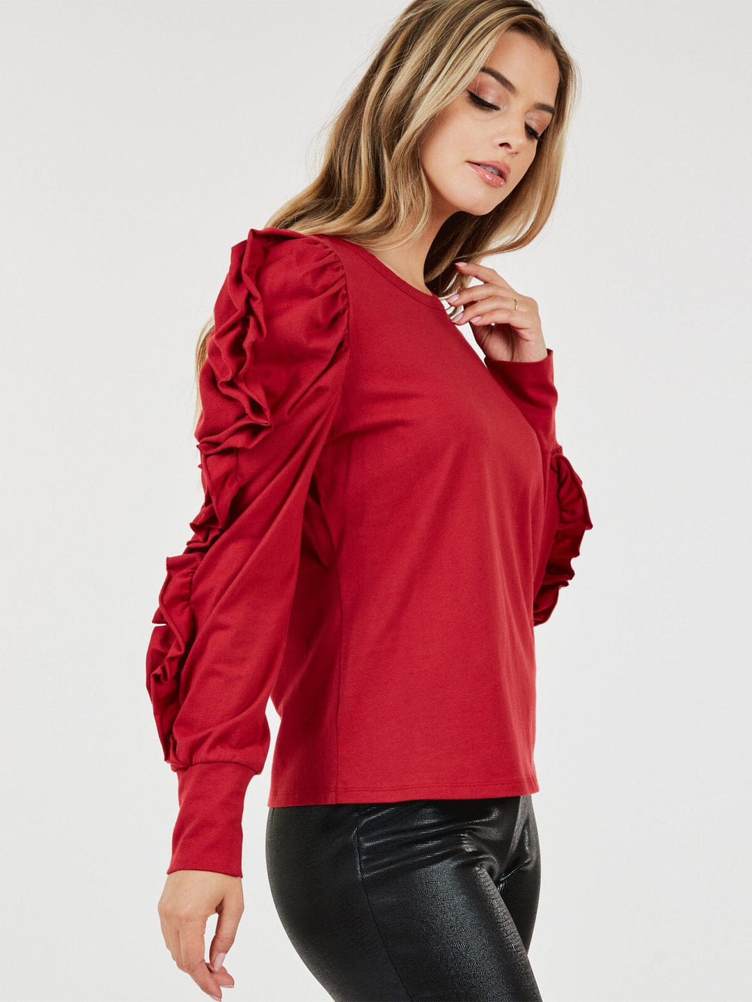 WOMEN'S LONG PUFF SLEEVE DETAILED BLOUSE