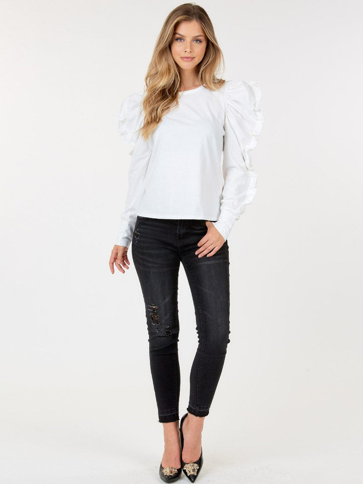WOMEN'S LONG PUFF SLEEVE DETAILED BLOUSE