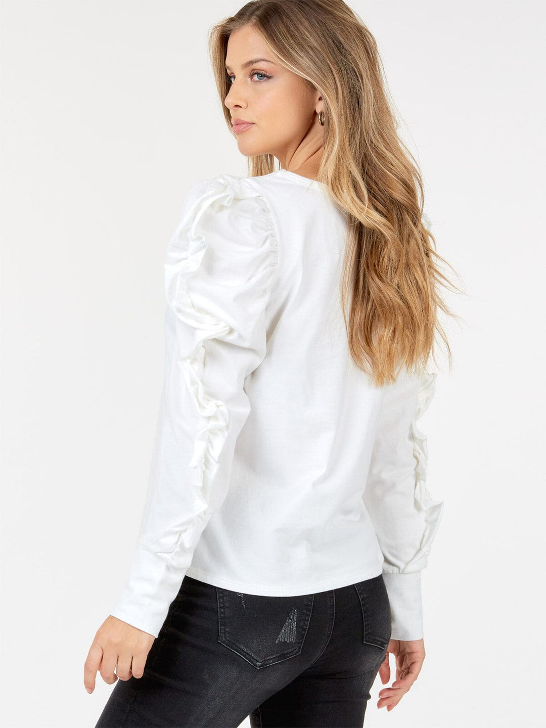 WOMEN'S LONG PUFF SLEEVE DETAILED BLOUSE