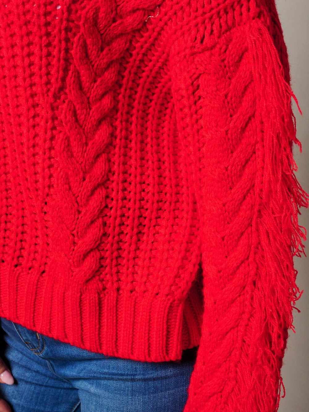 WOMEN'S LONG FRINGE SLEEVE BUTTON CLOSURE KNITTED SWEATER CARDIGAN