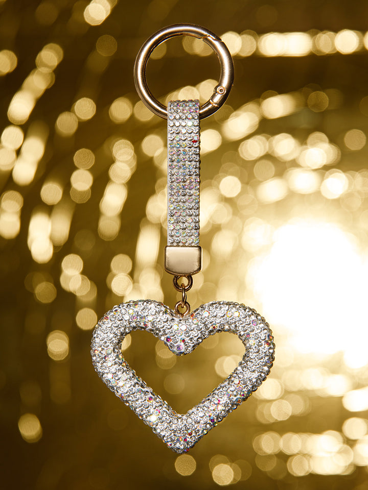 FASHION HEART RHINESTONES PENDANT KEYCHAIN
