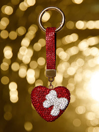 FASHION HEART & BOW RHINESTONES PENDANT KEYCHAIN