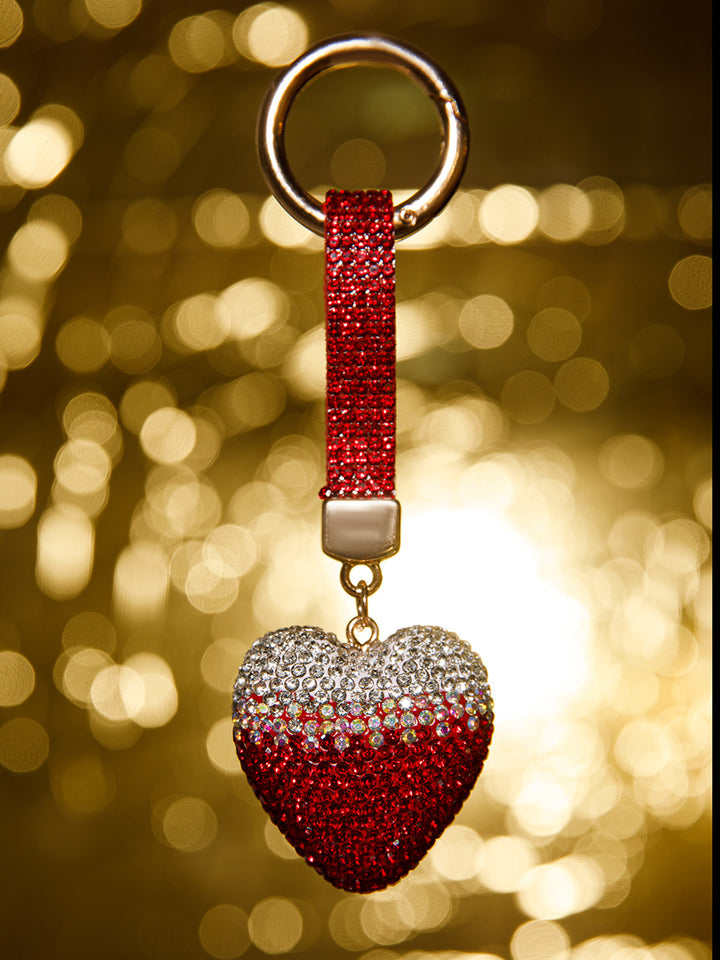 FASHION HEART RHINESTONES PENDANT KEYCHAIN